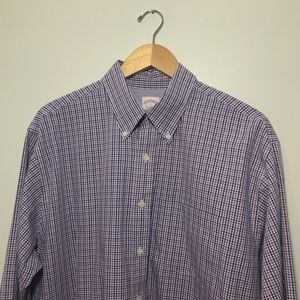 Brooks Brothers purple plaid button up shirt